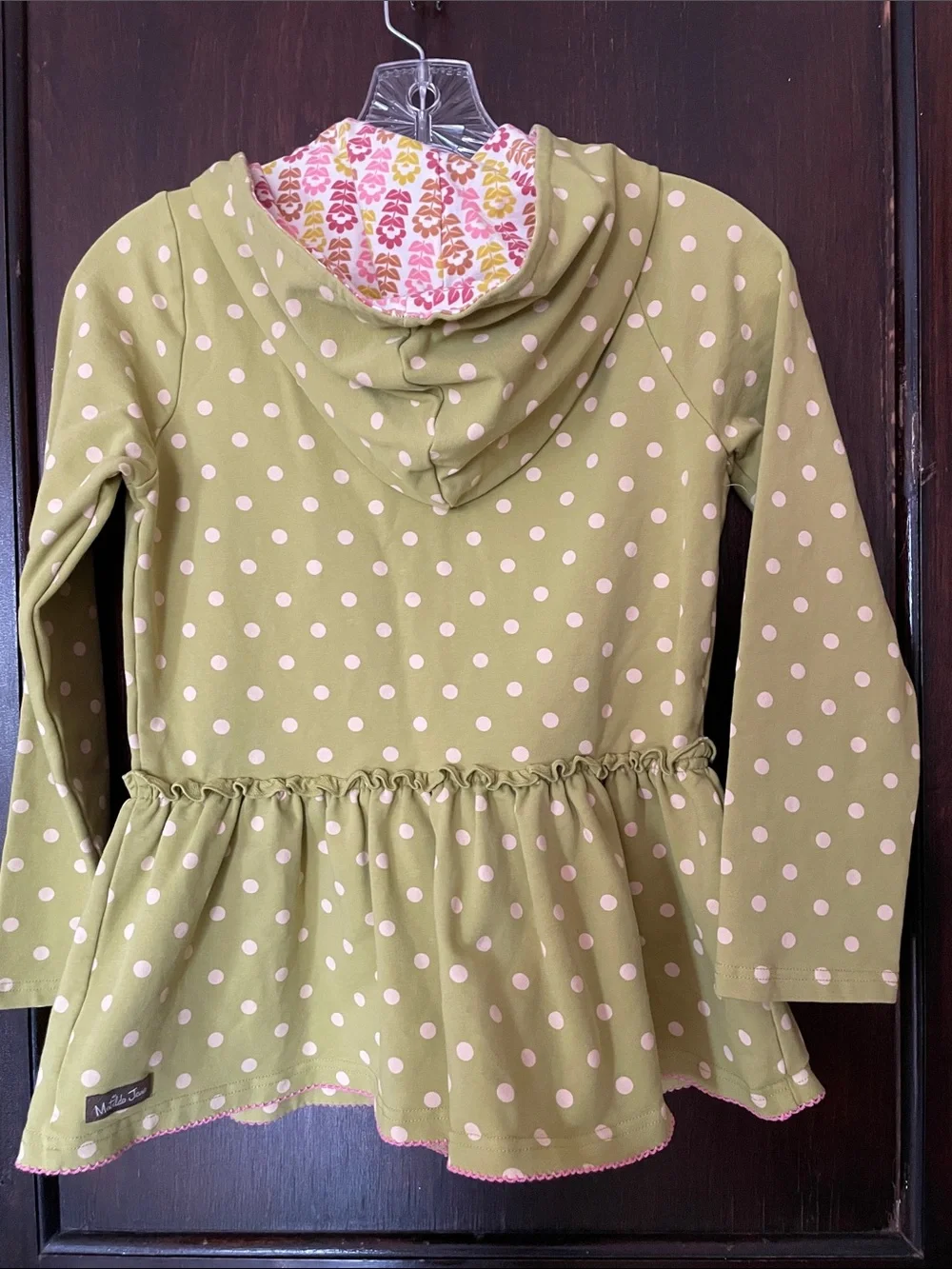Matilda Jane Polka Dot Hooded Peplum Jacket - Green Pink Dots girls 12